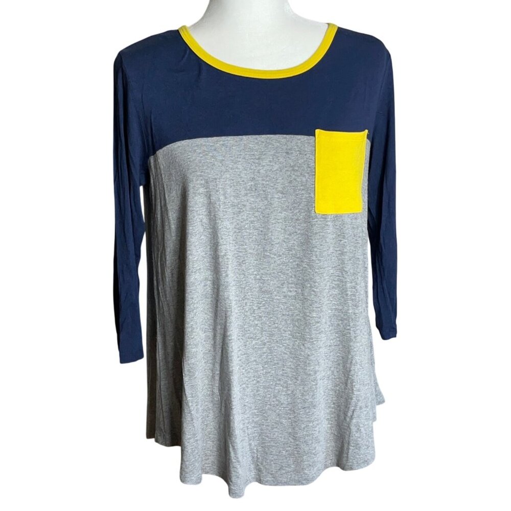 Fanfare Shirt Blue Gold Gray Knit Pullover 3/4 Sleeve Sports Game Women S/M